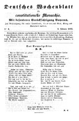 Deutsches Wochenblatt für constitutionelle Monarchie Sonntag 9. Februar 1851