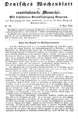 Deutsches Wochenblatt für constitutionelle Monarchie Sonntag 9. März 1851