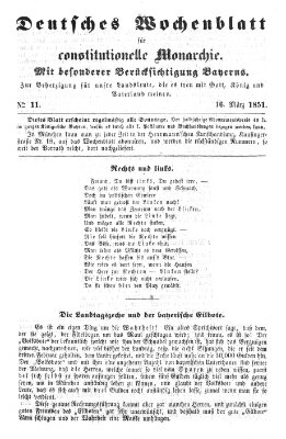 Deutsches Wochenblatt für constitutionelle Monarchie Sonntag 16. März 1851