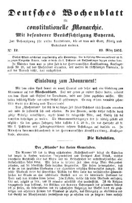 Deutsches Wochenblatt für constitutionelle Monarchie Sonntag 23. März 1851