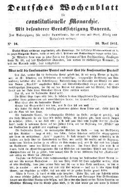 Deutsches Wochenblatt für constitutionelle Monarchie Sonntag 20. April 1851