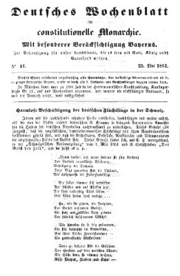 Deutsches Wochenblatt für constitutionelle Monarchie Sonntag 25. Mai 1851