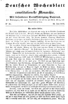 Deutsches Wochenblatt für constitutionelle Monarchie Sonntag 22. Juni 1851