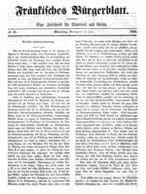 Fränkisches Bürgerblatt (Neue Fränkische Zeitung) Montag 12. Juni 1848