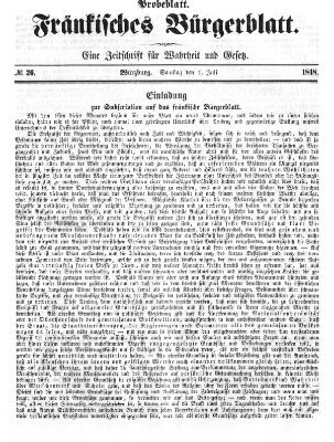 Fränkisches Bürgerblatt (Neue Fränkische Zeitung) Samstag 1. Juli 1848