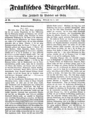 Fränkisches Bürgerblatt (Neue Fränkische Zeitung) Mittwoch 5. Juli 1848