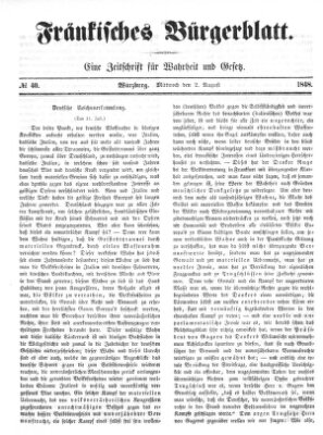 Fränkisches Bürgerblatt (Neue Fränkische Zeitung) Mittwoch 2. August 1848