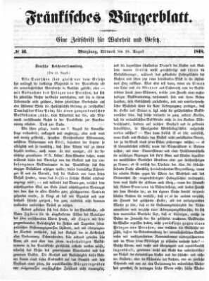 Fränkisches Bürgerblatt (Neue Fränkische Zeitung) Mittwoch 16. August 1848