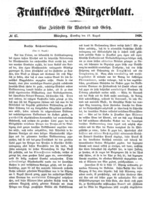 Fränkisches Bürgerblatt (Neue Fränkische Zeitung) Samstag 19. August 1848