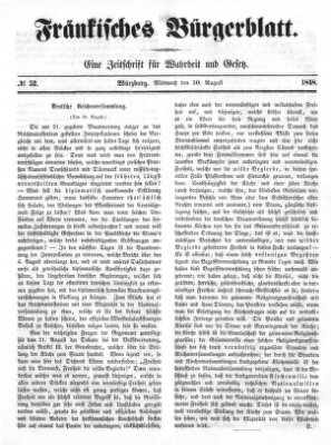 Fränkisches Bürgerblatt (Neue Fränkische Zeitung) Mittwoch 30. August 1848