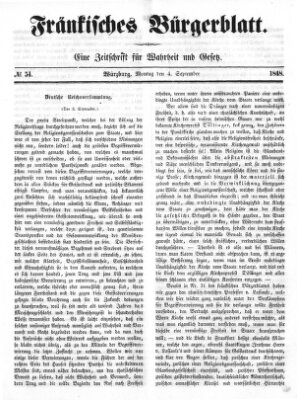 Fränkisches Bürgerblatt (Neue Fränkische Zeitung) Montag 4. September 1848