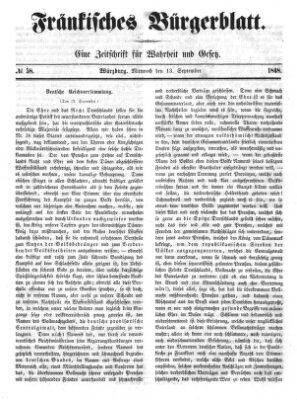 Fränkisches Bürgerblatt (Neue Fränkische Zeitung) Mittwoch 13. September 1848