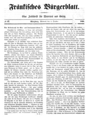 Fränkisches Bürgerblatt (Neue Fränkische Zeitung) Mittwoch 4. Oktober 1848