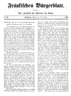 Fränkisches Bürgerblatt (Neue Fränkische Zeitung) Montag 16. Oktober 1848