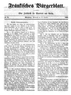 Fränkisches Bürgerblatt (Neue Fränkische Zeitung) Mittwoch 18. Oktober 1848