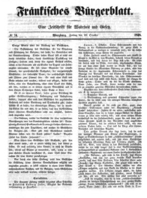 Fränkisches Bürgerblatt (Neue Fränkische Zeitung) Freitag 20. Oktober 1848
