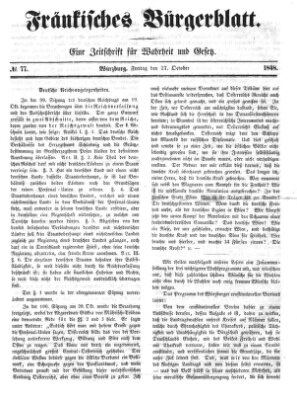 Fränkisches Bürgerblatt (Neue Fränkische Zeitung) Freitag 27. Oktober 1848