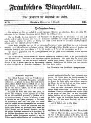 Fränkisches Bürgerblatt (Neue Fränkische Zeitung) Mittwoch 1. November 1848