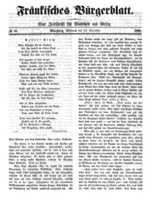 Fränkisches Bürgerblatt (Neue Fränkische Zeitung) Mittwoch 22. November 1848