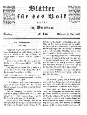 Blätter für das Volk zunächst in Bayern Mittwoch 5. Juli 1848