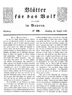 Blätter für das Volk zunächst in Bayern Samstag 26. August 1848