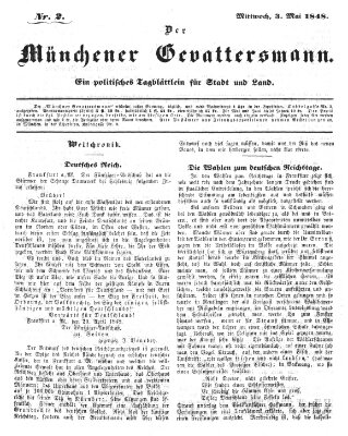 Politischer Gevattersmann Mittwoch 3. Mai 1848