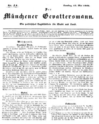 Politischer Gevattersmann Samstag 13. Mai 1848