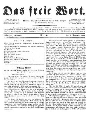 Das freie Wort Mittwoch 1. November 1848