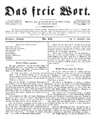 Das freie Wort Mittwoch 15. November 1848