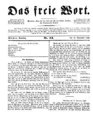 Das freie Wort Samstag 18. November 1848