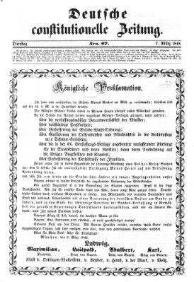 Deutsche constitutionelle Zeitung Dienstag 7. März 1848