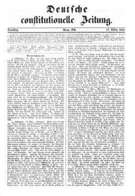 Deutsche constitutionelle Zeitung Samstag 18. März 1848