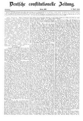 Deutsche constitutionelle Zeitung Sonntag 2. April 1848