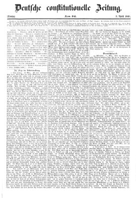 Deutsche constitutionelle Zeitung Montag 3. April 1848