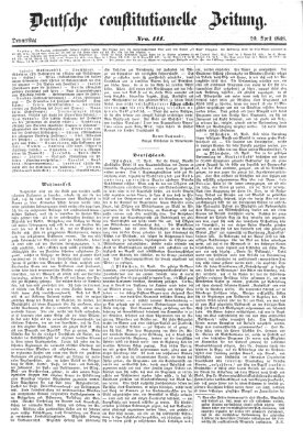 Deutsche constitutionelle Zeitung Donnerstag 20. April 1848