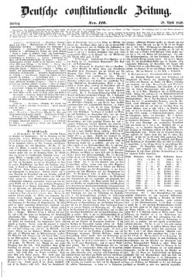 Deutsche constitutionelle Zeitung Freitag 28. April 1848