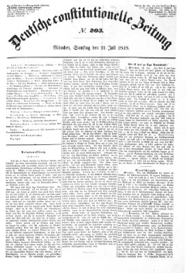 Deutsche constitutionelle Zeitung Samstag 22. Juli 1848