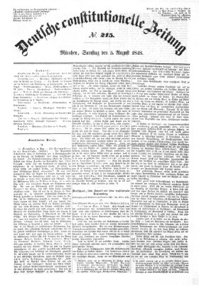 Deutsche constitutionelle Zeitung Samstag 5. August 1848