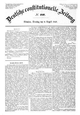 Deutsche constitutionelle Zeitung Dienstag 8. August 1848