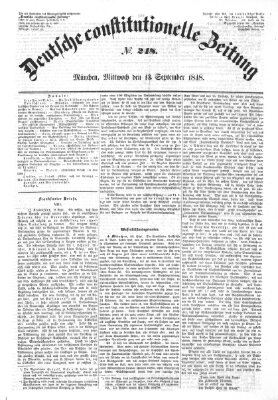 Deutsche constitutionelle Zeitung Mittwoch 13. September 1848