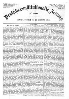 Deutsche constitutionelle Zeitung Mittwoch 22. November 1848