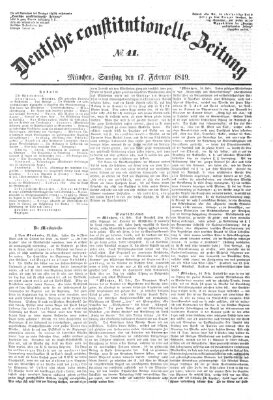 Deutsche constitutionelle Zeitung Samstag 17. Februar 1849