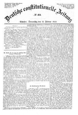 Deutsche constitutionelle Zeitung Donnerstag 22. Februar 1849