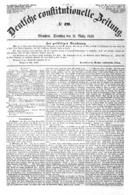 Deutsche constitutionelle Zeitung Samstag 31. März 1849