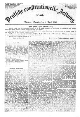 Deutsche constitutionelle Zeitung Sonntag 1. April 1849