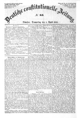 Deutsche constitutionelle Zeitung Donnerstag 5. April 1849