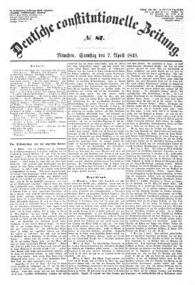 Deutsche constitutionelle Zeitung Samstag 7. April 1849