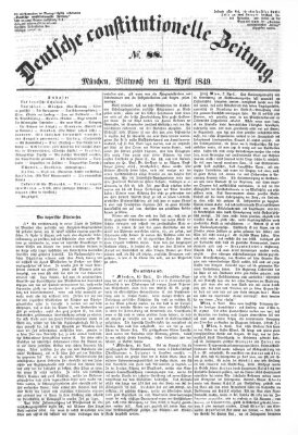 Deutsche constitutionelle Zeitung Mittwoch 11. April 1849