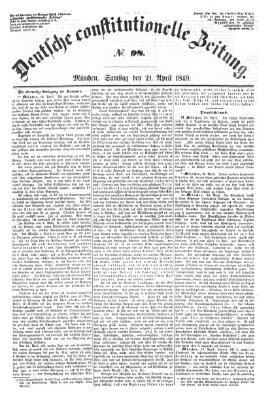 Deutsche constitutionelle Zeitung Samstag 21. April 1849