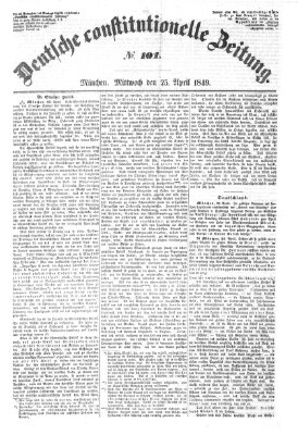 Deutsche constitutionelle Zeitung Mittwoch 25. April 1849